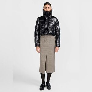 CANADIAN CLASSICS Summerside Crop Puffer Jacket Glossy Black Sz M/L Gorpcore